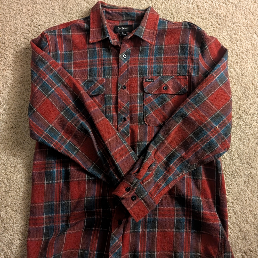 Brixton Red and Blue Casual Button Down Shirt